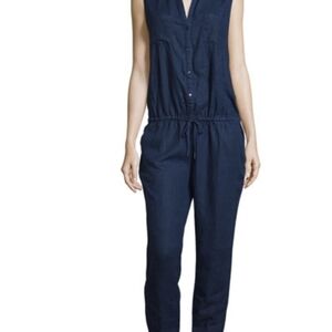 Joie Corrine Navy Linen Sleeveless Jumpsuit